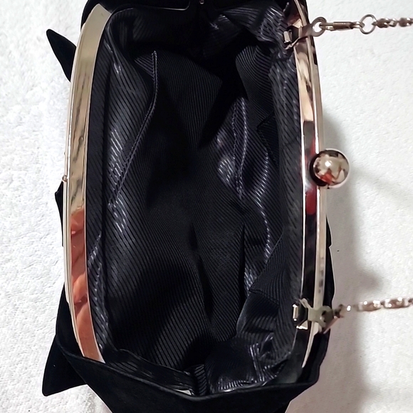 VINTAGE Black Velvet Clutch Handbag - Picture 5 of 6